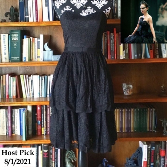 Anna Sui Dresses & Skirts - Anna Sui for Anthropologie "Black Swan" Lace Haute Sweetheart Strapless Dress 4